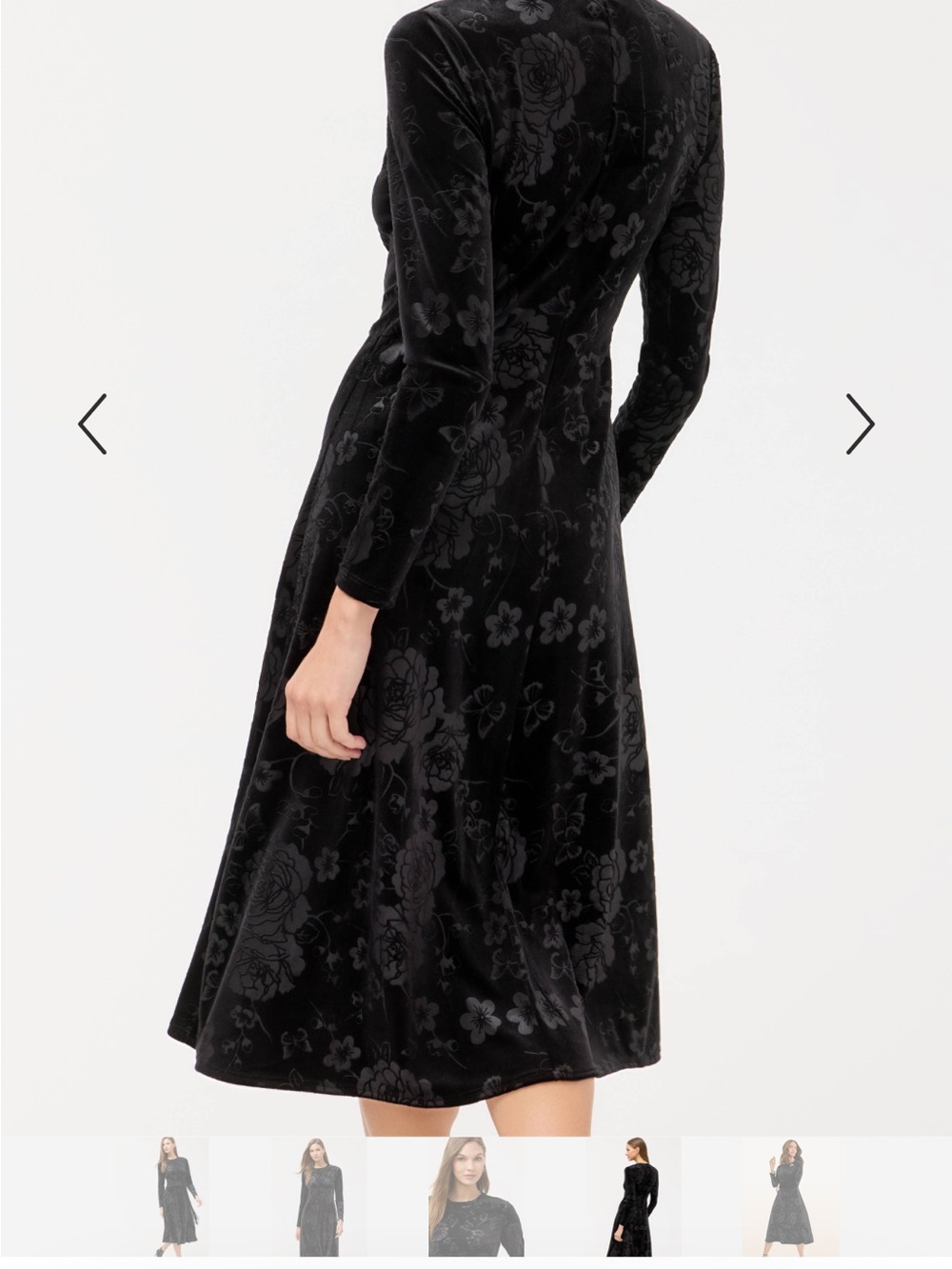 Johnny Was Black Velvet Floral Midi Dress - Picture 3 of 5